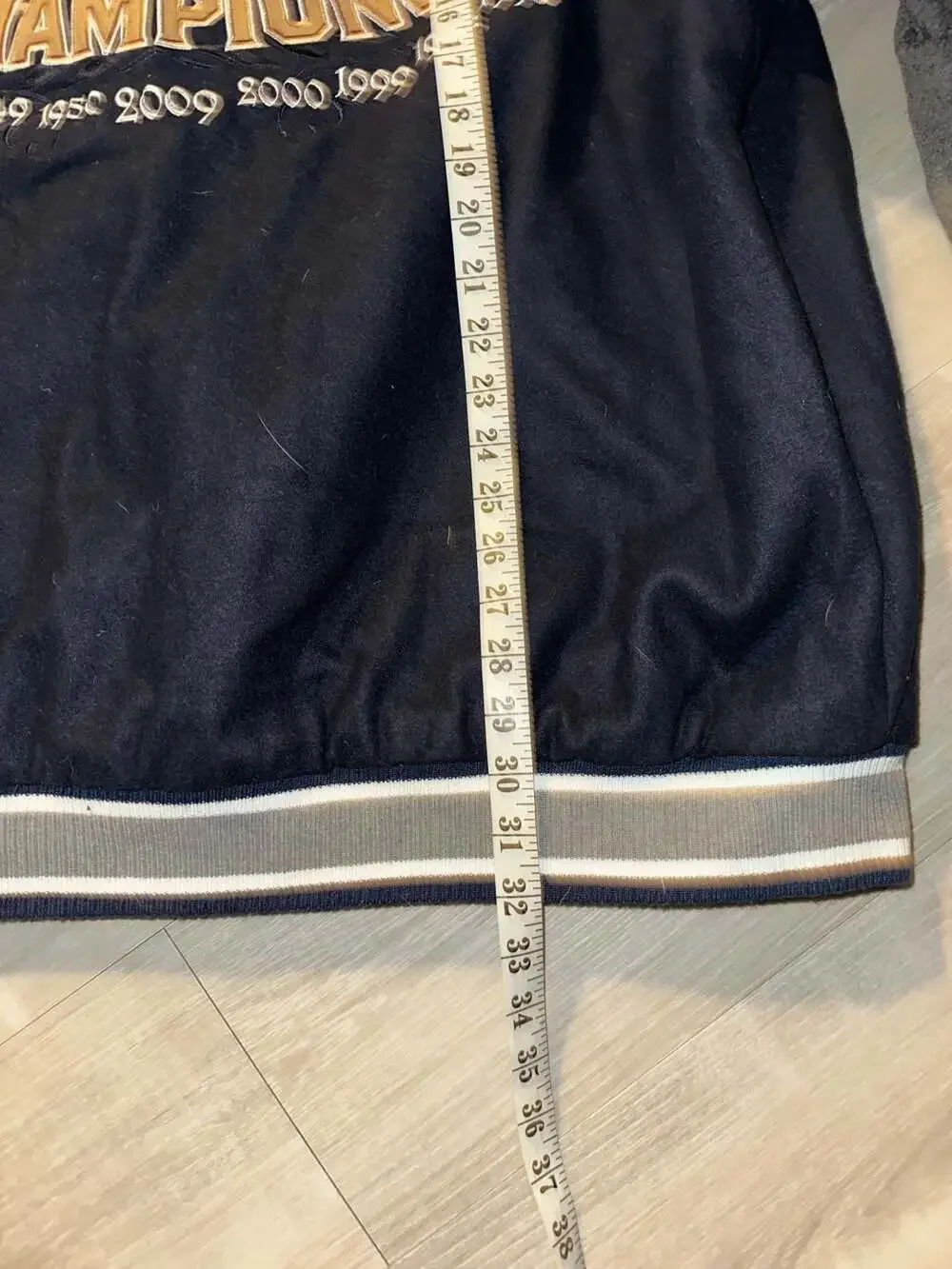 New York Yankees MLB World Series Champions Varsity Jacket with Patchwork Sleeve